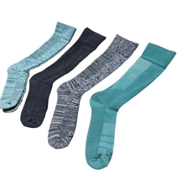 TOMMIE COPPER Compression Over-the-Calf Socks Gray/Jade Green (4)Pack Medium NWT - Picture 2 of 8